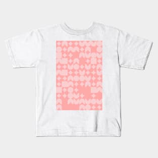 Girly Pinkish Geometric Pattern - Flowers & Stars #30 Kids T-Shirt